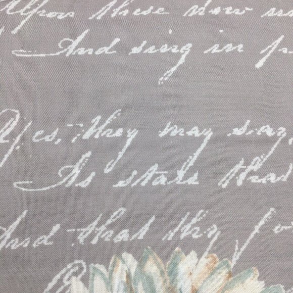 Nicole Miller Sunflower Script Fall Tablecloth Aqua White Gray 60x120 Fabric - Picture 3 of 11